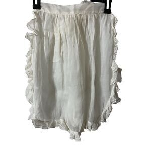 #5734 Womens White Sheer Lace Half Hostess Apron rust stains